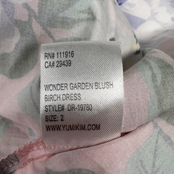 Yumi Kim Birch Dress Womens 2 Tie Spaghetti Straps Floral Bohemian Hippie Pink - Picture 9 of 9